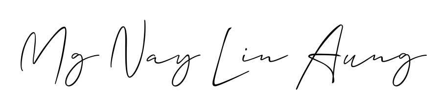 A sleek calligraphic signature for name Mg Nay Lin Aung utilizing Allison_Script styling. Great for adding personal signatures to photos and art. Mg Nay Lin Aung signature style 2 images and pictures png