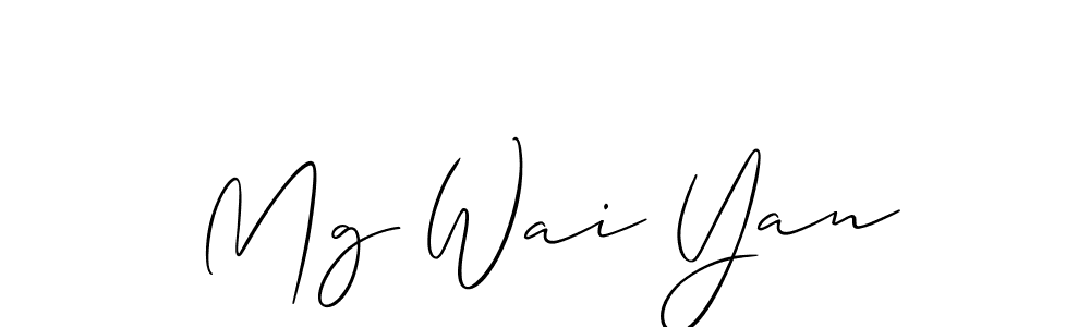 Create a beautiful signature design for name Mg Wai Yan. With this signature (Allison_Script) fonts, you can make a handwritten signature for free. Mg Wai Yan signature style 2 images and pictures png