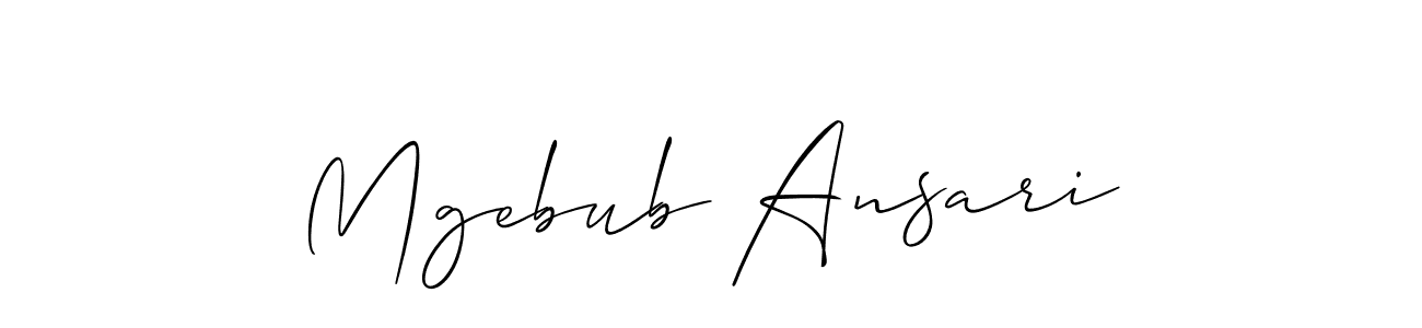 Mgebub Ansari stylish signature style. Best Handwritten Sign (Allison_Script) for my name. Handwritten Signature Collection Ideas for my name Mgebub Ansari. Mgebub Ansari signature style 2 images and pictures png