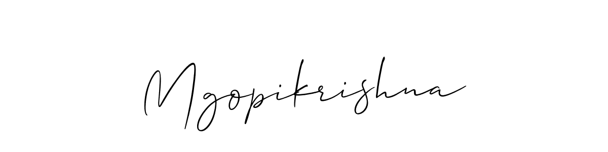 Make a short Mgopikrishna signature style. Manage your documents anywhere anytime using Allison_Script. Create and add eSignatures, submit forms, share and send files easily. Mgopikrishna signature style 2 images and pictures png