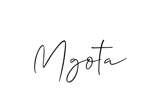 The best way (Allison_Script) to make a short signature is to pick only two or three words in your name. The name Mgota include a total of six letters. For converting this name. Mgota signature style 2 images and pictures png