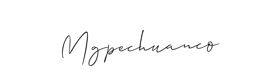 The best way (Allison_Script) to make a short signature is to pick only two or three words in your name. The name Mgpechuanco include a total of six letters. For converting this name. Mgpechuanco signature style 2 images and pictures png