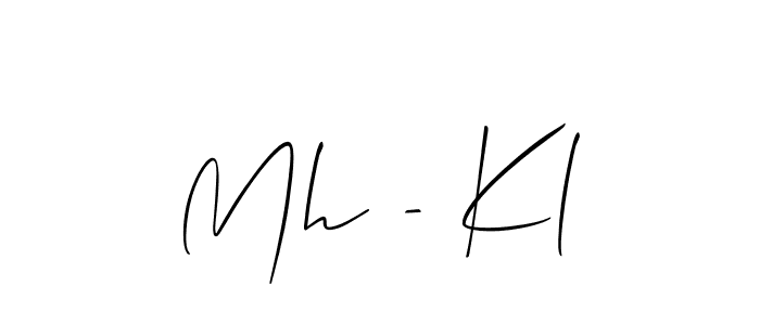 Use a signature maker to create a handwritten signature online. With this signature software, you can design (Allison_Script) your own signature for name Mh - Kl. Mh - Kl signature style 2 images and pictures png