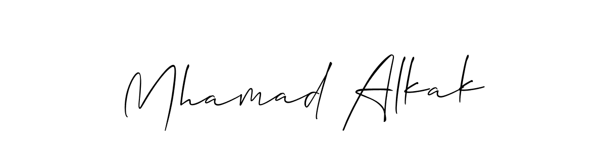 Allison_Script is a professional signature style that is perfect for those who want to add a touch of class to their signature. It is also a great choice for those who want to make their signature more unique. Get Mhamad Alkak name to fancy signature for free. Mhamad Alkak signature style 2 images and pictures png