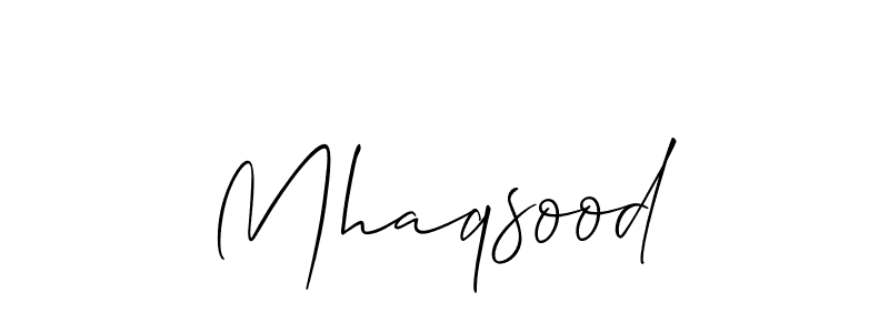 Use a signature maker to create a handwritten signature online. With this signature software, you can design (Allison_Script) your own signature for name Mhaqsood. Mhaqsood signature style 2 images and pictures png