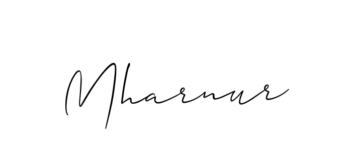 Use a signature maker to create a handwritten signature online. With this signature software, you can design (Allison_Script) your own signature for name Mharnur. Mharnur signature style 2 images and pictures png