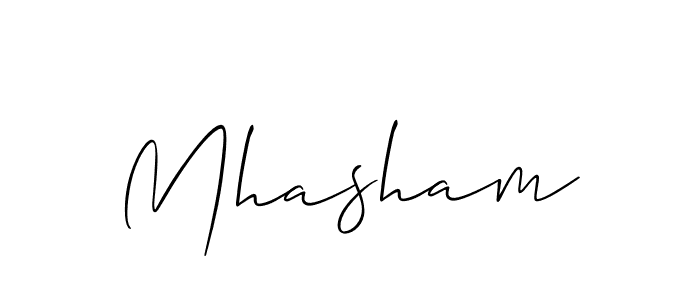 Create a beautiful signature design for name Mhasham. With this signature (Allison_Script) fonts, you can make a handwritten signature for free. Mhasham signature style 2 images and pictures png