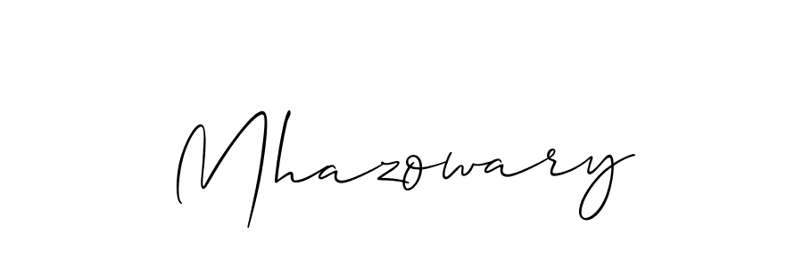 Design your own signature with our free online signature maker. With this signature software, you can create a handwritten (Allison_Script) signature for name Mhazowary. Mhazowary signature style 2 images and pictures png