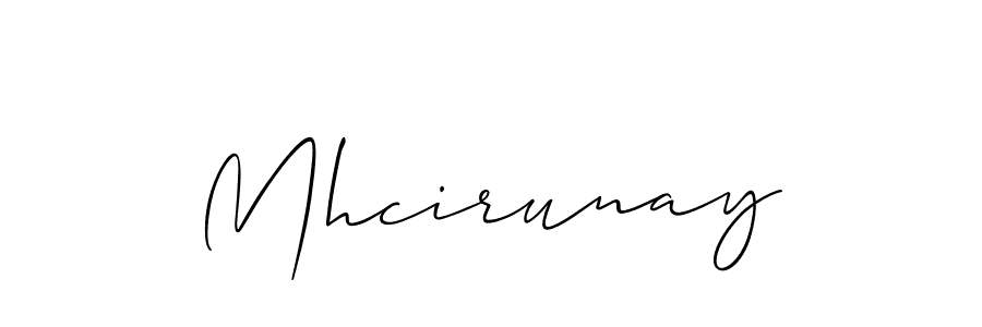 Create a beautiful signature design for name Mhcirunay. With this signature (Allison_Script) fonts, you can make a handwritten signature for free. Mhcirunay signature style 2 images and pictures png