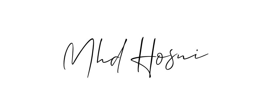 Make a beautiful signature design for name Mhd Hosni. With this signature (Allison_Script) style, you can create a handwritten signature for free. Mhd Hosni signature style 2 images and pictures png