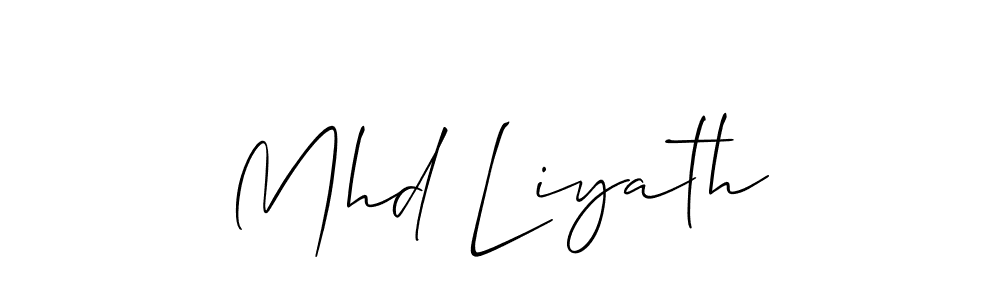 Create a beautiful signature design for name Mhd Liyath. With this signature (Allison_Script) fonts, you can make a handwritten signature for free. Mhd Liyath signature style 2 images and pictures png