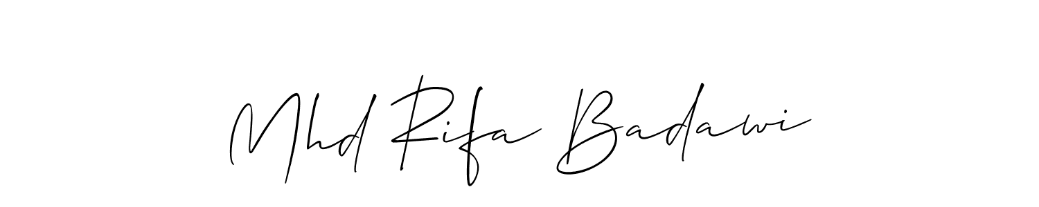 Create a beautiful signature design for name Mhd Rifa Badawi. With this signature (Allison_Script) fonts, you can make a handwritten signature for free. Mhd Rifa Badawi signature style 2 images and pictures png