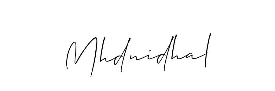 How to make Mhdnidhal name signature. Use Allison_Script style for creating short signs online. This is the latest handwritten sign. Mhdnidhal signature style 2 images and pictures png