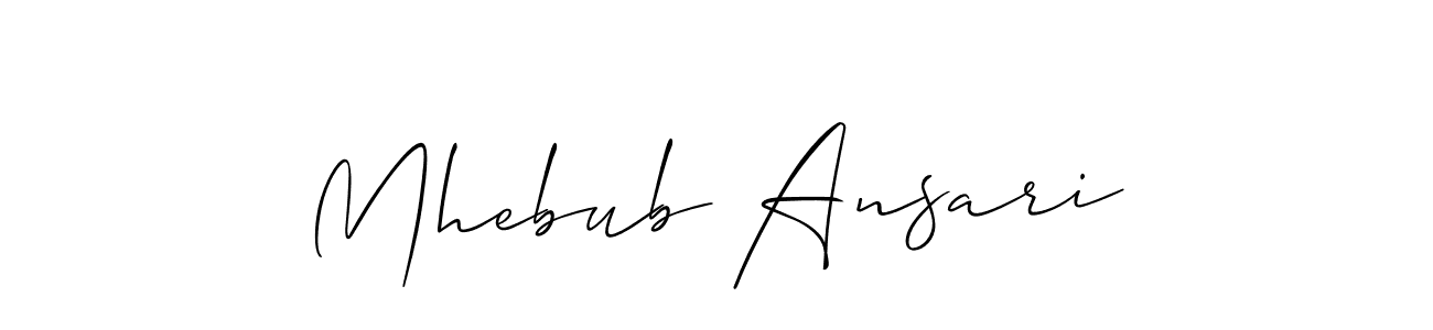 Create a beautiful signature design for name Mhebub Ansari. With this signature (Allison_Script) fonts, you can make a handwritten signature for free. Mhebub Ansari signature style 2 images and pictures png