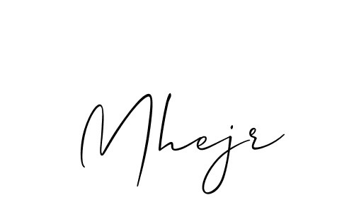 The best way (Allison_Script) to make a short signature is to pick only two or three words in your name. The name Mhejr include a total of six letters. For converting this name. Mhejr signature style 2 images and pictures png