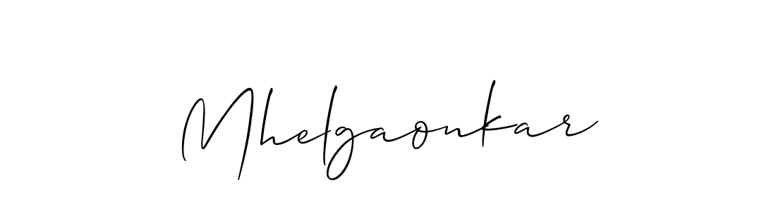 Use a signature maker to create a handwritten signature online. With this signature software, you can design (Allison_Script) your own signature for name Mhelgaonkar. Mhelgaonkar signature style 2 images and pictures png