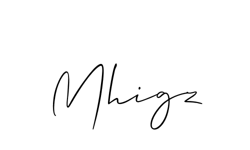 Design your own signature with our free online signature maker. With this signature software, you can create a handwritten (Allison_Script) signature for name Mhigz. Mhigz signature style 2 images and pictures png