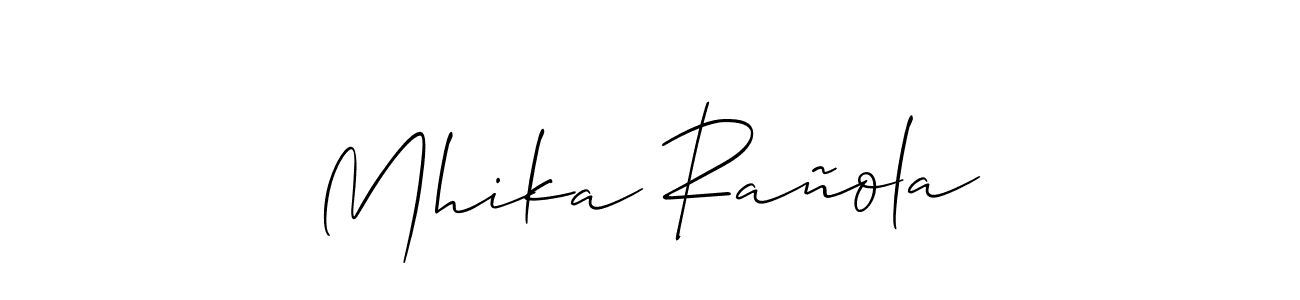 Design your own signature with our free online signature maker. With this signature software, you can create a handwritten (Allison_Script) signature for name Mhika Rañola. Mhika Rañola signature style 2 images and pictures png