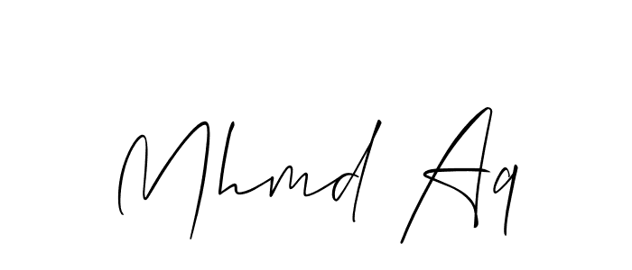 Make a beautiful signature design for name Mhmd Aq. With this signature (Allison_Script) style, you can create a handwritten signature for free. Mhmd Aq signature style 2 images and pictures png