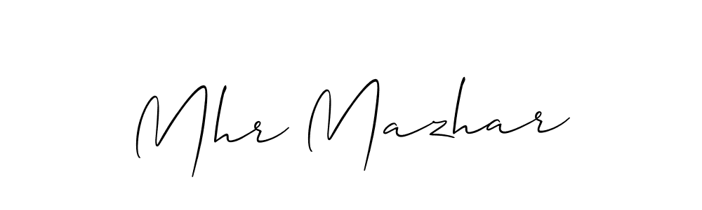 Also we have Mhr Mazhar name is the best signature style. Create professional handwritten signature collection using Allison_Script autograph style. Mhr Mazhar signature style 2 images and pictures png