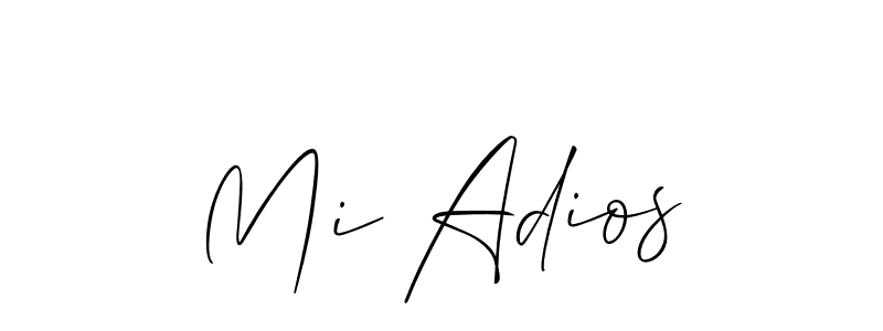 The best way (Allison_Script) to make a short signature is to pick only two or three words in your name. The name Mi Adios include a total of six letters. For converting this name. Mi Adios signature style 2 images and pictures png