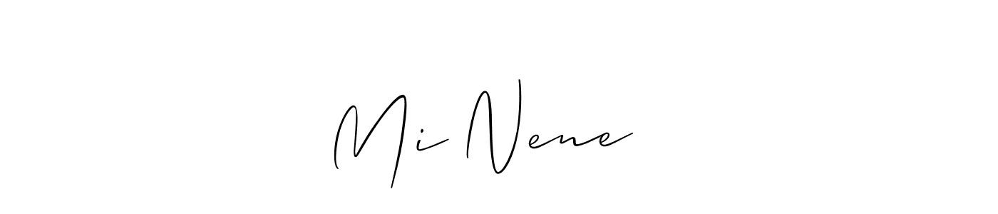The best way (Allison_Script) to make a short signature is to pick only two or three words in your name. The name Mi Nene ❤️ include a total of six letters. For converting this name. Mi Nene ❤️ signature style 2 images and pictures png