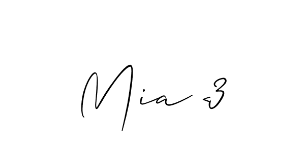 Allison_Script is a professional signature style that is perfect for those who want to add a touch of class to their signature. It is also a great choice for those who want to make their signature more unique. Get Mia <3 name to fancy signature for free. Mia <3 signature style 2 images and pictures png