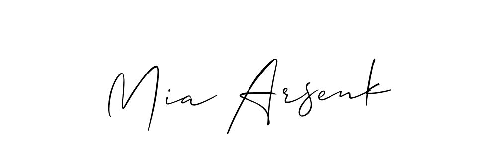 Mia Arsenk stylish signature style. Best Handwritten Sign (Allison_Script) for my name. Handwritten Signature Collection Ideas for my name Mia Arsenk. Mia Arsenk signature style 2 images and pictures png