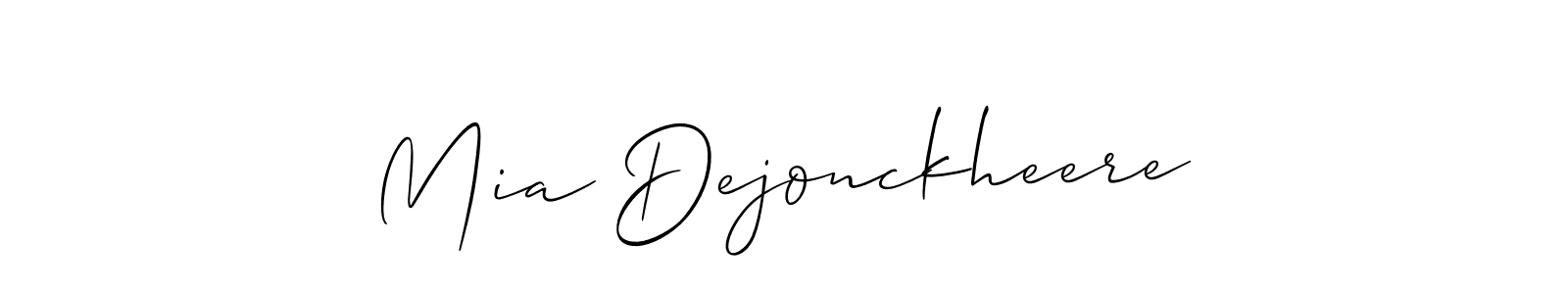 You should practise on your own different ways (Allison_Script) to write your name (Mia Dejonckheere) in signature. don't let someone else do it for you. Mia Dejonckheere signature style 2 images and pictures png