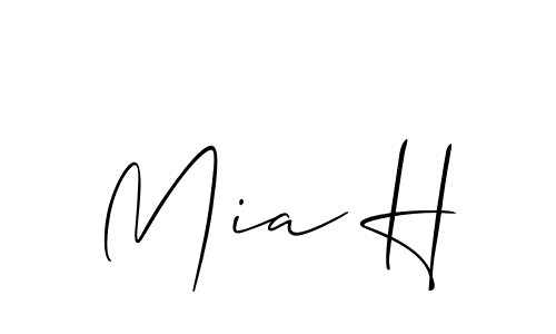 Design your own signature with our free online signature maker. With this signature software, you can create a handwritten (Allison_Script) signature for name Mia H. Mia H signature style 2 images and pictures png