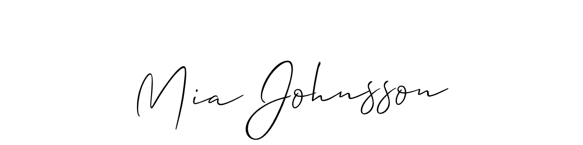 The best way (Allison_Script) to make a short signature is to pick only two or three words in your name. The name Mia Johnsson include a total of six letters. For converting this name. Mia Johnsson signature style 2 images and pictures png