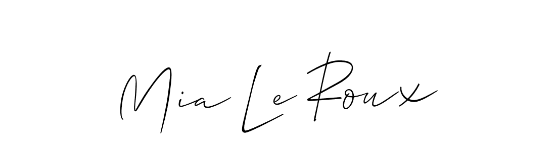 Use a signature maker to create a handwritten signature online. With this signature software, you can design (Allison_Script) your own signature for name Mia Le Roux. Mia Le Roux signature style 2 images and pictures png