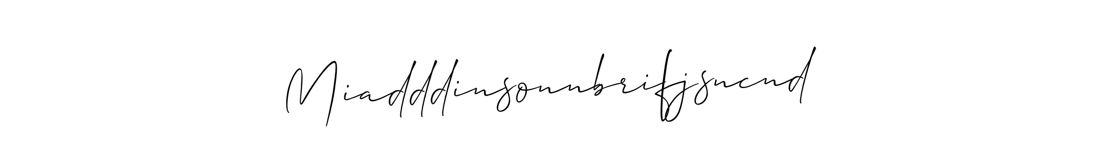 It looks lik you need a new signature style for name Miadddinsonnbrifjsncnd. Design unique handwritten (Allison_Script) signature with our free signature maker in just a few clicks. Miadddinsonnbrifjsncnd signature style 2 images and pictures png