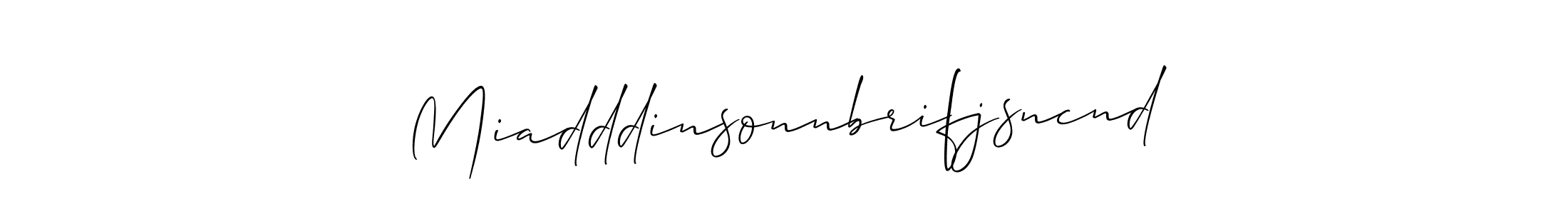 It looks lik you need a new signature style for name Miadddinsonnbrifjsncnd. Design unique handwritten (Allison_Script) signature with our free signature maker in just a few clicks. Miadddinsonnbrifjsncnd signature style 2 images and pictures png