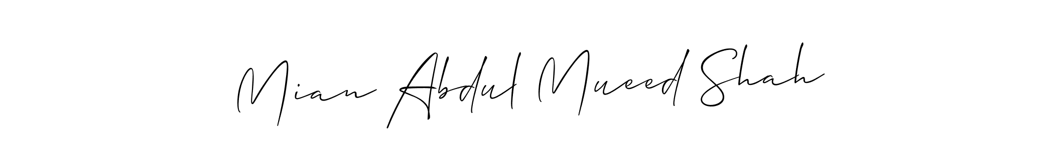 Design your own signature with our free online signature maker. With this signature software, you can create a handwritten (Allison_Script) signature for name Mian Abdul Mueed Shah. Mian Abdul Mueed Shah signature style 2 images and pictures png