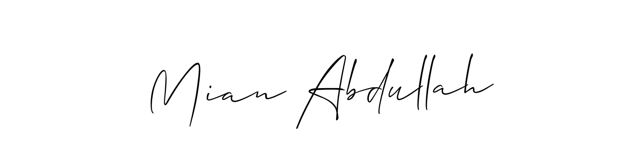Use a signature maker to create a handwritten signature online. With this signature software, you can design (Allison_Script) your own signature for name Mian Abdullah. Mian Abdullah signature style 2 images and pictures png