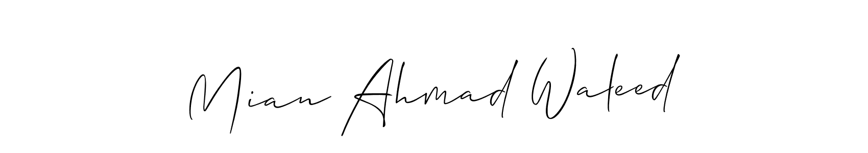 Make a beautiful signature design for name Mian Ahmad Waleed. With this signature (Allison_Script) style, you can create a handwritten signature for free. Mian Ahmad Waleed signature style 2 images and pictures png