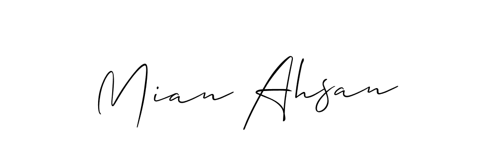 Make a short Mian Ahsan signature style. Manage your documents anywhere anytime using Allison_Script. Create and add eSignatures, submit forms, share and send files easily. Mian Ahsan signature style 2 images and pictures png