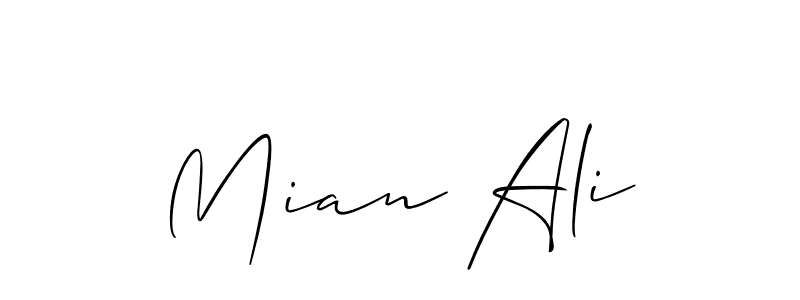 The best way (Allison_Script) to make a short signature is to pick only two or three words in your name. The name Mian Ali include a total of six letters. For converting this name. Mian Ali signature style 2 images and pictures png