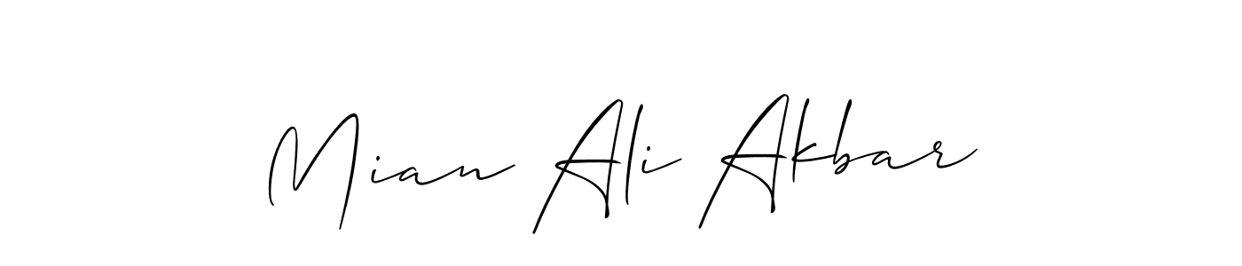 How to make Mian Ali Akbar name signature. Use Allison_Script style for creating short signs online. This is the latest handwritten sign. Mian Ali Akbar signature style 2 images and pictures png