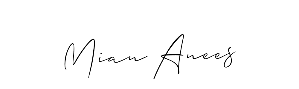 Make a beautiful signature design for name Mian Anees. With this signature (Allison_Script) style, you can create a handwritten signature for free. Mian Anees signature style 2 images and pictures png