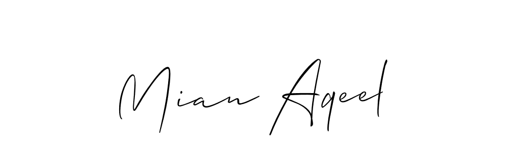 Use a signature maker to create a handwritten signature online. With this signature software, you can design (Allison_Script) your own signature for name Mian Aqeel. Mian Aqeel signature style 2 images and pictures png