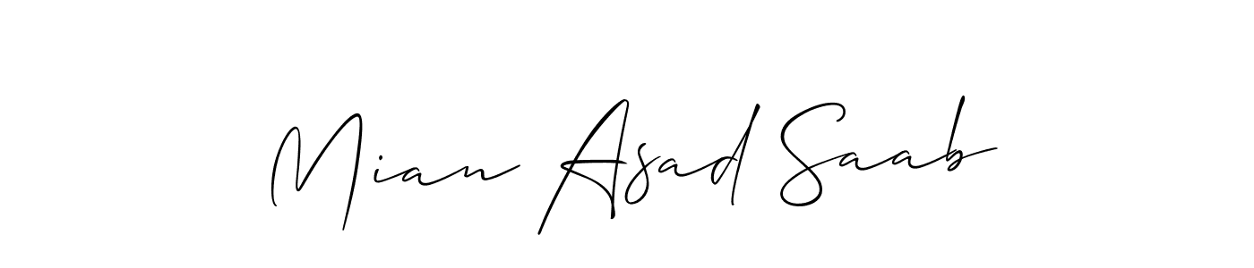 How to make Mian Asad Saab signature? Allison_Script is a professional autograph style. Create handwritten signature for Mian Asad Saab name. Mian Asad Saab signature style 2 images and pictures png