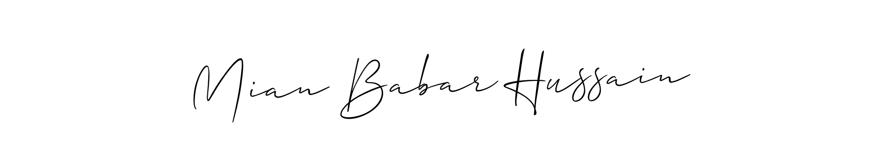 Also You can easily find your signature by using the search form. We will create Mian Babar Hussain name handwritten signature images for you free of cost using Allison_Script sign style. Mian Babar Hussain signature style 2 images and pictures png