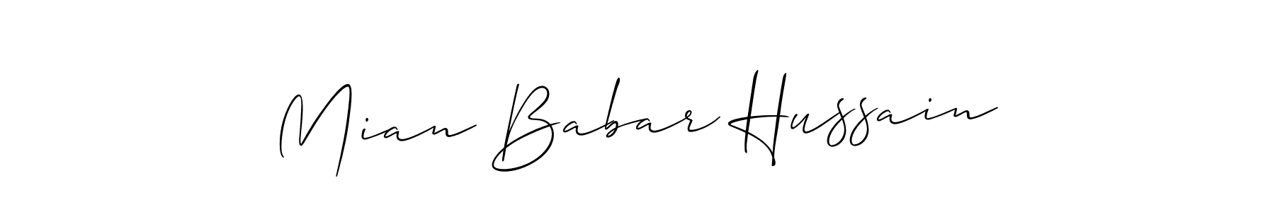 Also we have Mian Babar Hussain name is the best signature style. Create professional handwritten signature collection using Allison_Script autograph style. Mian Babar Hussain signature style 2 images and pictures png