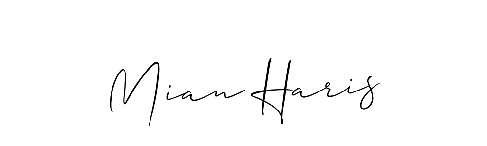 Make a beautiful signature design for name Mian Haris. With this signature (Allison_Script) style, you can create a handwritten signature for free. Mian Haris signature style 2 images and pictures png