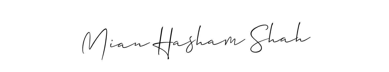 Mian Hasham Shah stylish signature style. Best Handwritten Sign (Allison_Script) for my name. Handwritten Signature Collection Ideas for my name Mian Hasham Shah. Mian Hasham Shah signature style 2 images and pictures png