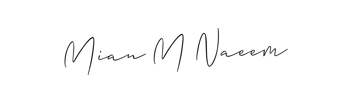 if you are searching for the best signature style for your name Mian M Naeem. so please give up your signature search. here we have designed multiple signature styles  using Allison_Script. Mian M Naeem signature style 2 images and pictures png