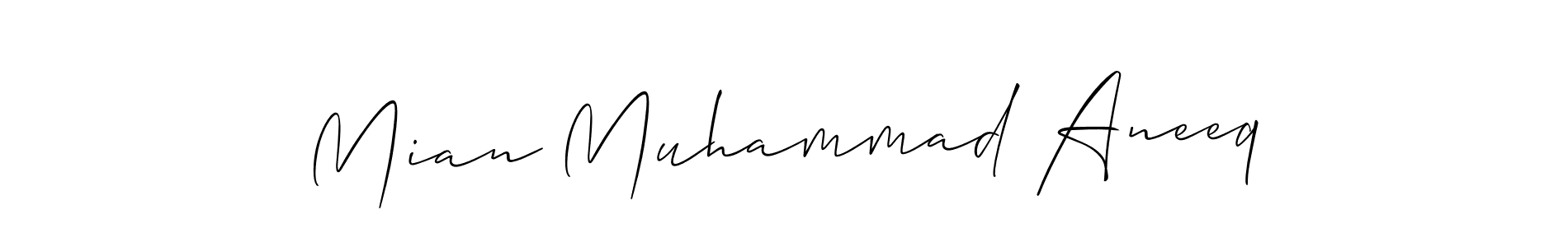 Make a short Mian Muhammad Aneeq signature style. Manage your documents anywhere anytime using Allison_Script. Create and add eSignatures, submit forms, share and send files easily. Mian Muhammad Aneeq signature style 2 images and pictures png