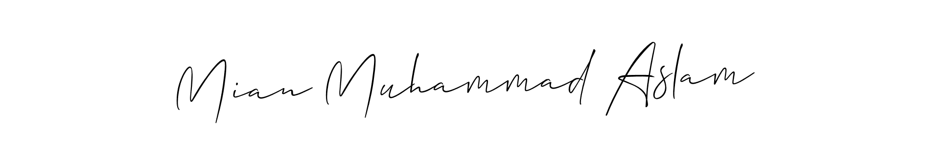 Allison_Script is a professional signature style that is perfect for those who want to add a touch of class to their signature. It is also a great choice for those who want to make their signature more unique. Get Mian Muhammad Aslam name to fancy signature for free. Mian Muhammad Aslam signature style 2 images and pictures png